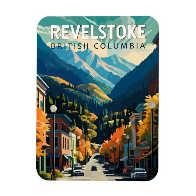 Magnet Flexible Revelstoke Canada Travel Art Vintage (Vertical)