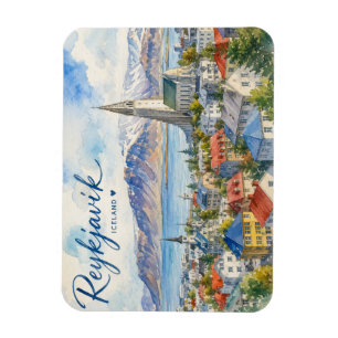 Magnet Flexible Reykjavik Islande souvenir aquarelle
