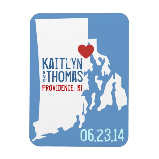 Magnet Flexible Rhode Island Enregistrer la date - Ville personnal (Vertical)