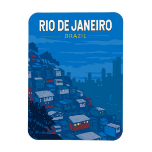 Magnet Flexible Rio De Janeiro Brésil Favela Voyage Art Vintage