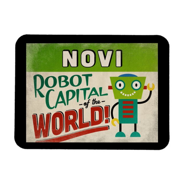 Magnet Flexible Robot Novi Michigan - Vintage amusant (Horizontal)