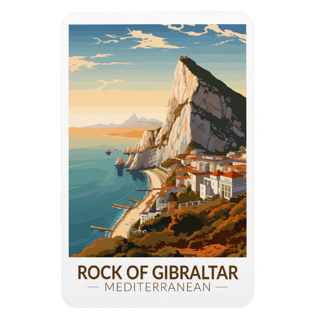 Magnet Flexible Rocher de Gibraltar Travel Art Vintage (Vertical)