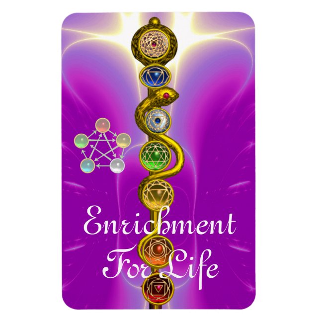MAGNET FLEXIBLE RODE D'ASCLEPIUS 7 CHAKRAS, YOGA, ÉNERGIE SPIRITUE (Vertical)