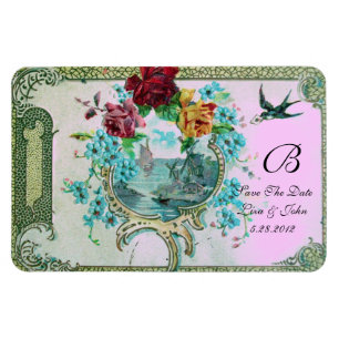 Magnet Flexible ROMANTICA 3 MONOGRAMME, Sauvegarder la date, Blanc