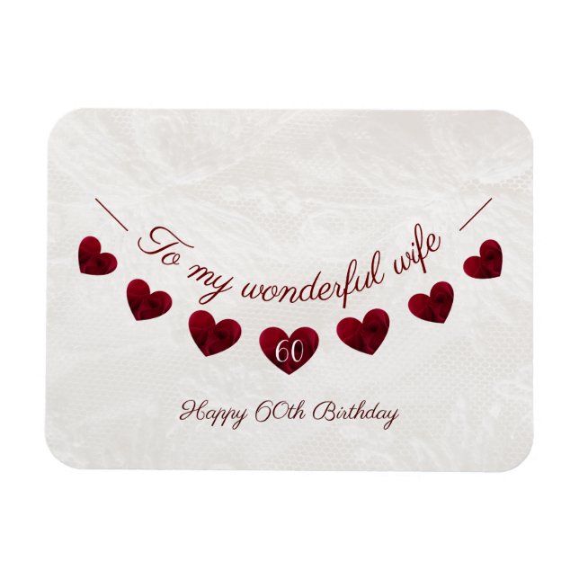 Magnet Flexible Romantique 60e anniversaire Red Heart Bunting femm (Horizontal)