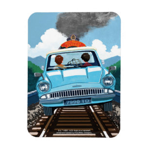 Magnet Flexible Ron & HARRY POTTER™ en voiture volante pour Poudla