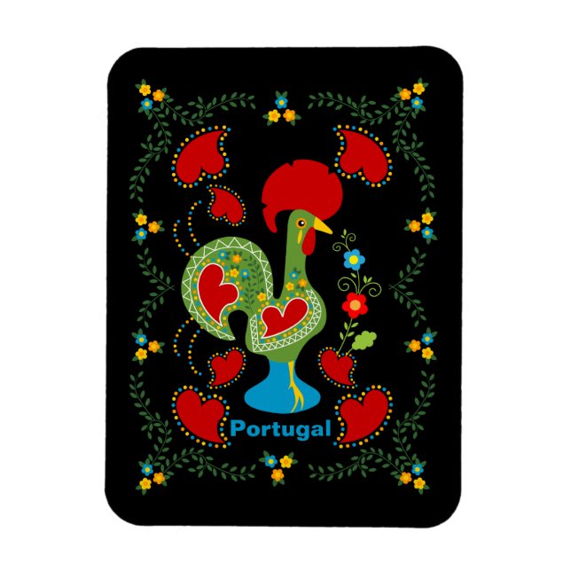 Magnet Flexible Rooster portugais de la chance en vert (Vertical)