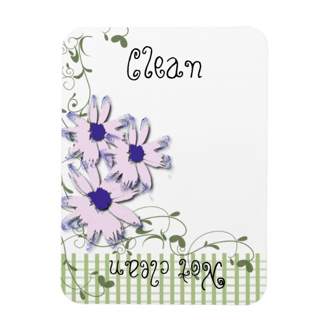 Magnet Flexible Rose Bleu Fleurs de marguerite Vert En vichy lave- (Vertical)