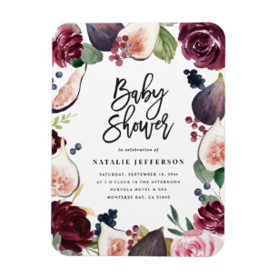 Magnet Flexible Rose, bordeaux + fig aquarelle floral et script