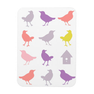 Magnet Flexible Rose et oiseaux en pastel pourpres avec la volière