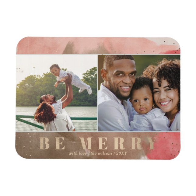 Magnet Flexible Rose et or Soyez joyeux Abstrait photo multiple (Horizontal)