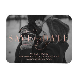 Magnet Flexible Rose Gold Calligraphy Photo Enregistrer la date