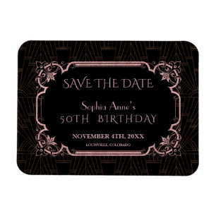 Magnet Flexible Rose Gold Great Gatsby Anniversaire Enregistrer La