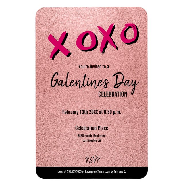Magnet Flexible Rose Gold Parties scintillant Valentine de Galenti (Vertical)