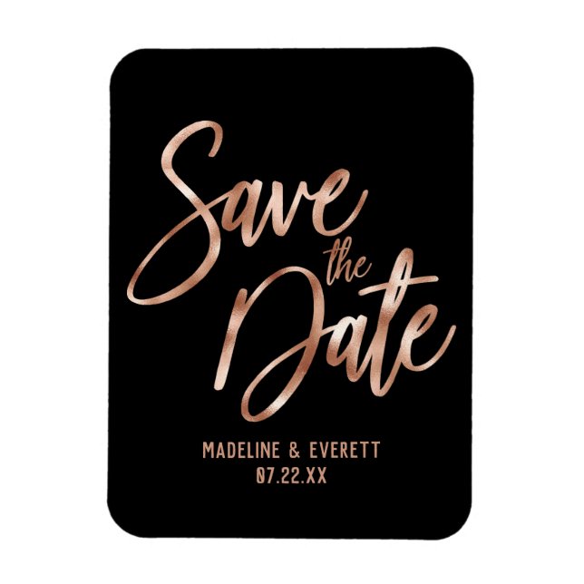 Magnet Flexible Rose Gold Typographie moderne Enregistrer la date  (Vertical)