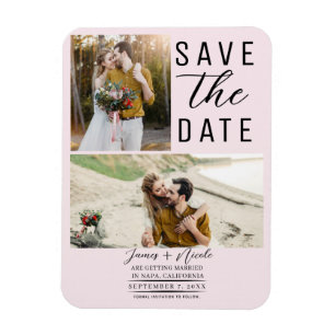 Magnet Flexible Rose Moderne 2 Photos Enregistrer la Date de Maria