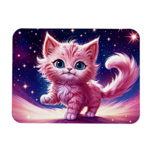 Magnet Flexible Rosé moelleux chatte surréaliste bleu yeux style