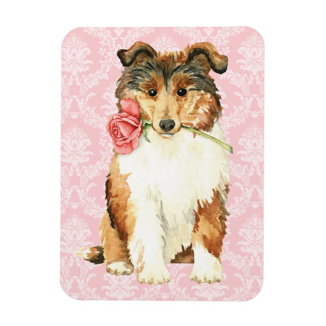 Magnet Flexible Rose Valentine Collie (Vertical)