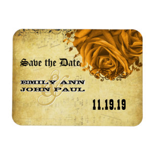 Magnet Flexible Roses Cœur d'Or Musicaux Save the Date