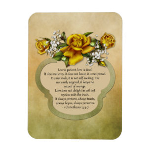 Magnet Flexible Roses jaunes L'amour est patient, l'amour est natu
