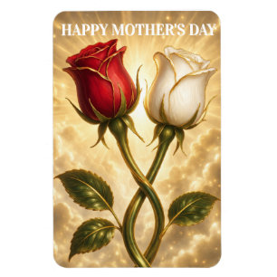 Magnet Flexible Roses rouges et blancs entrelacés.