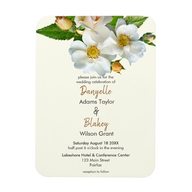 Magnet Flexible Roses Sauvages Blancs Sur Mariage Moderne Ivoirien (Vertical)
