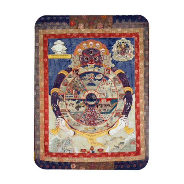 Magnet Flexible Roue tibétaine du cycle de vie de Samsara (Vertical)
