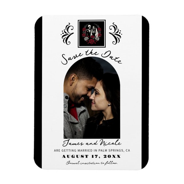Magnet Flexible Rouges & Noires Roses Blanches Squelette Carte de  (Vertical)