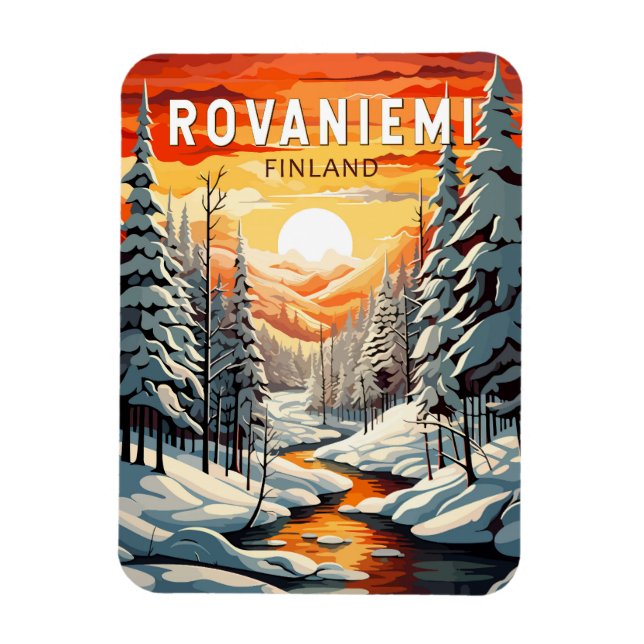 Magnet Flexible Rovaniemi Finlande Travel Art Vintage (Vertical)
