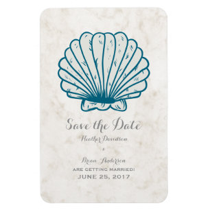 Magnet Flexible Royal Blue Rustic Seashell Enregistrer la date