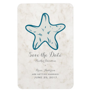 Magnet Flexible Royal Blue Rustic Starfish Enregistrer la date