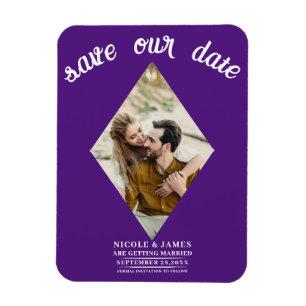 Magnet Flexible Royal Purple Diamond Photo Wedding Enregistrer la 