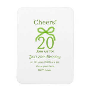 Magnet Flexible ruban vert 20e anniversaire aquarelle nom gras rét