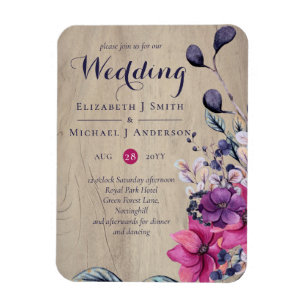 Magnet Flexible Russe Fuchsia Floral Mariage
