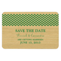 Rustic Chevron Enregistrer l'aimant de date, vert