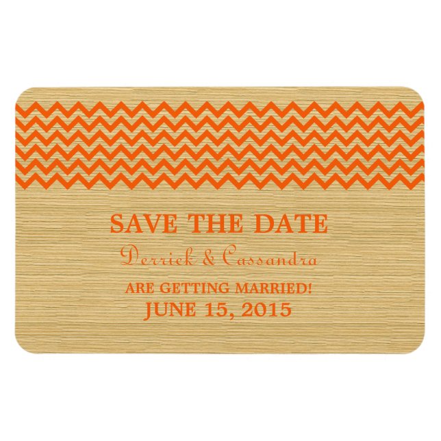 Magnet Flexible Rustic Chevron Enregistrer l'aimant de la date, or (Horizontal)