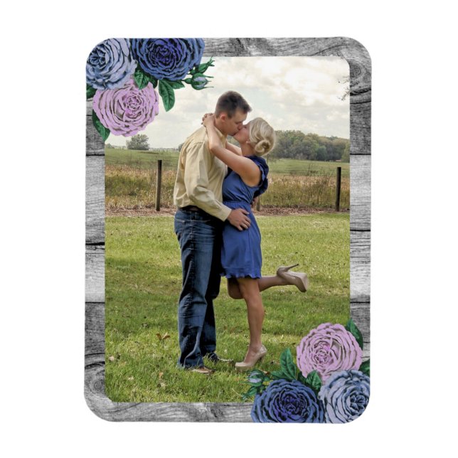 Magnet Flexible Rustic Country Roses Grange Bois Photo personnalis (Vertical)