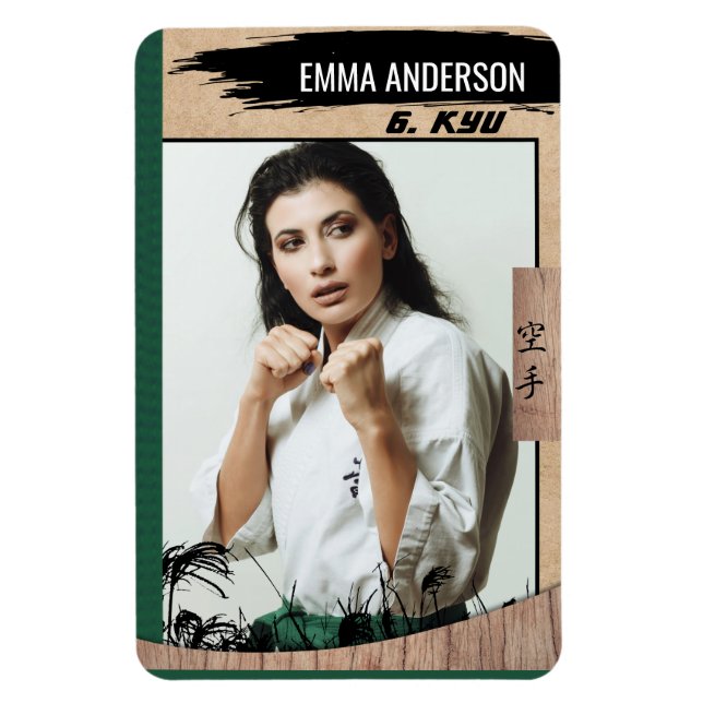 Magnet Flexible Rustic Karate Green Belt Wood Trading Card (Vertical)