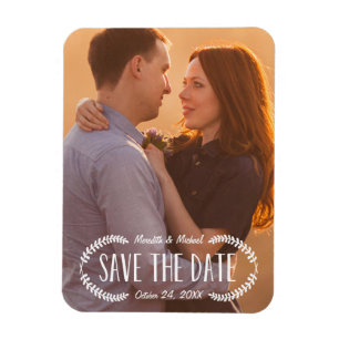 Magnet Flexible Rustic Laurel   Photo Enregistrer la date