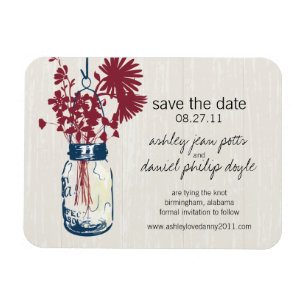 Magnet Flexible Rustic Mason Jar & Fleurs sauvages Enregistrer la 