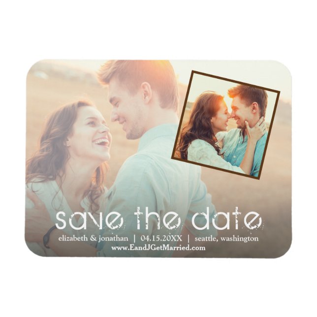 Magnet Flexible Rustic Romantic 2 Photo Sauvez la date (Horizontal)