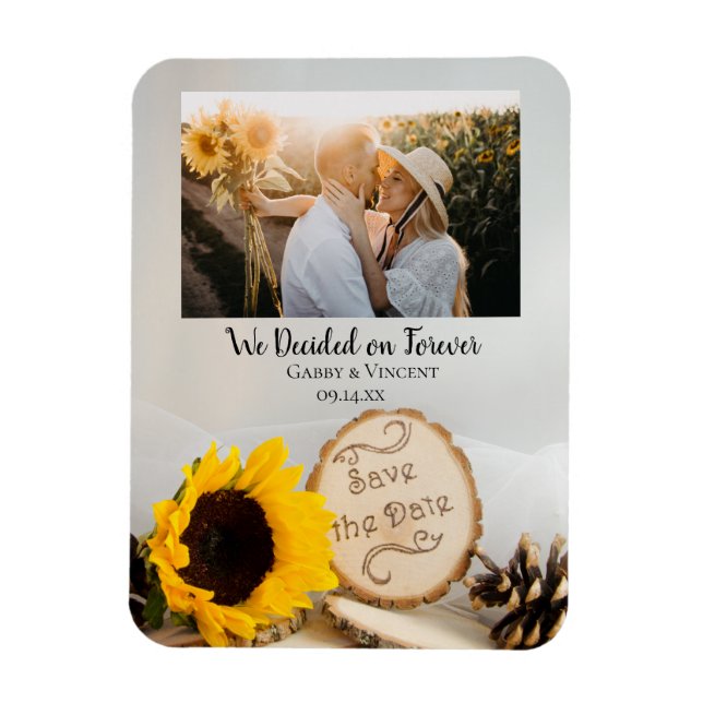 Magnet Flexible Rustic Sunflower Woods mariage Enregistrer la date (Vertical)