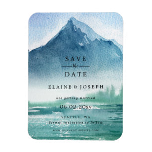 Magnet Flexible Rustic Watercolor Mountains Lake Enregistrer La Da
