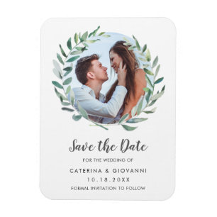 Magnet Flexible Rustique Olive Greenery Photo Wedding Enregistrer