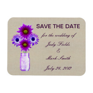 Magnet Flexible Rustique Purple Mason Jar Enregistrer l'aimant Dat
