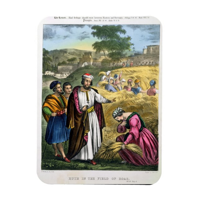 Magnet Flexible Ruth in the Field of Boaz, tiré d'une bible imprim (Vertical)