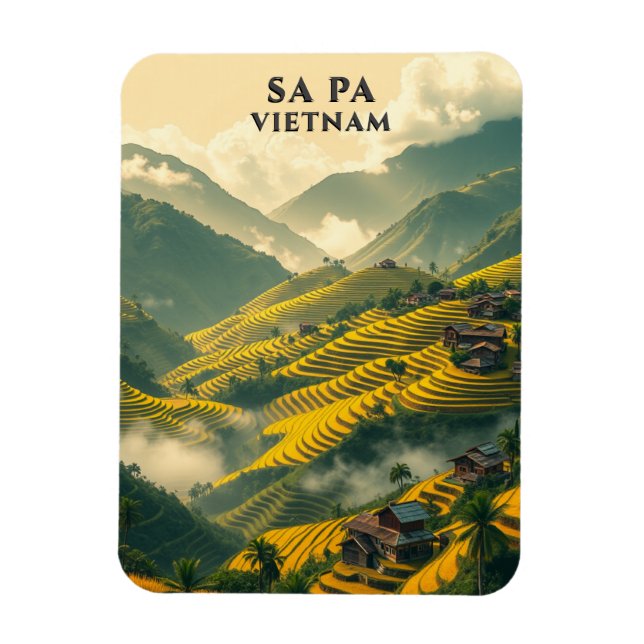 Magnet Flexible Sa Pa Vietnam Travel Rice Terrasses Mountain (Vertical)