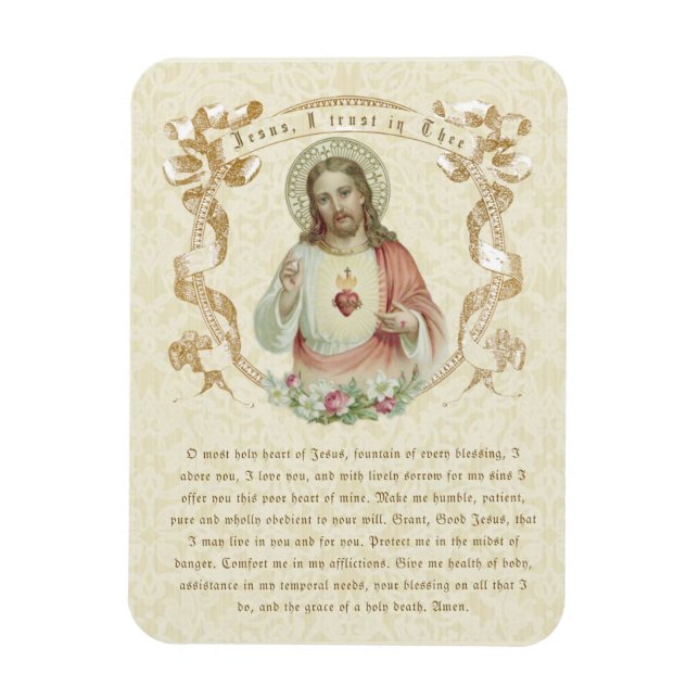 Magnet Flexible Sacré Coeur religieux de Jésus Prière catholique (Vertical)
