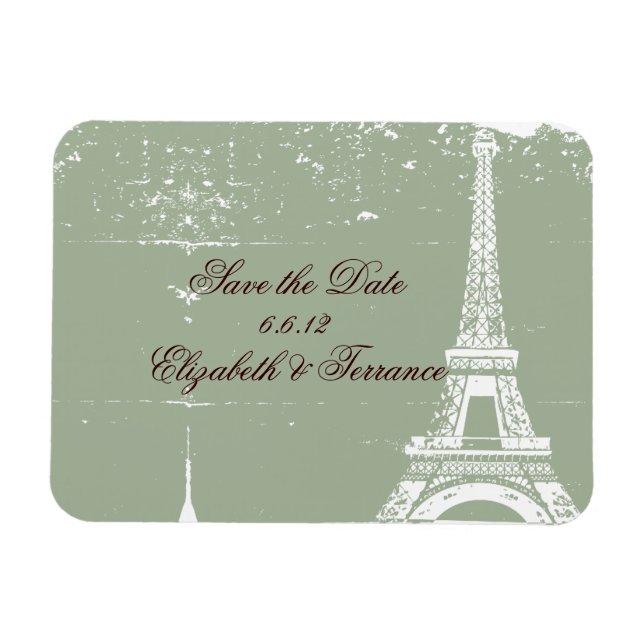 Magnet Flexible Sage Eiffel Tower Enregistrer la date Mariage Magn (Horizontal)