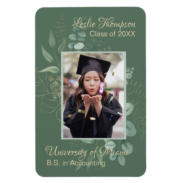 Magnet Flexible Sage foncé Vert Botanique Gardienne de graduation (Vertical)